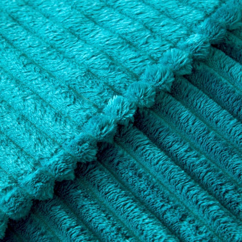 imageMIULEE Burnt Orange Fleece Blanket Durable Plush Fuzzy Extra Soft Warm Cozy Striped Flannel Fall Throw Blanket for Couch Sofa Bed 30quotx40quotTeal