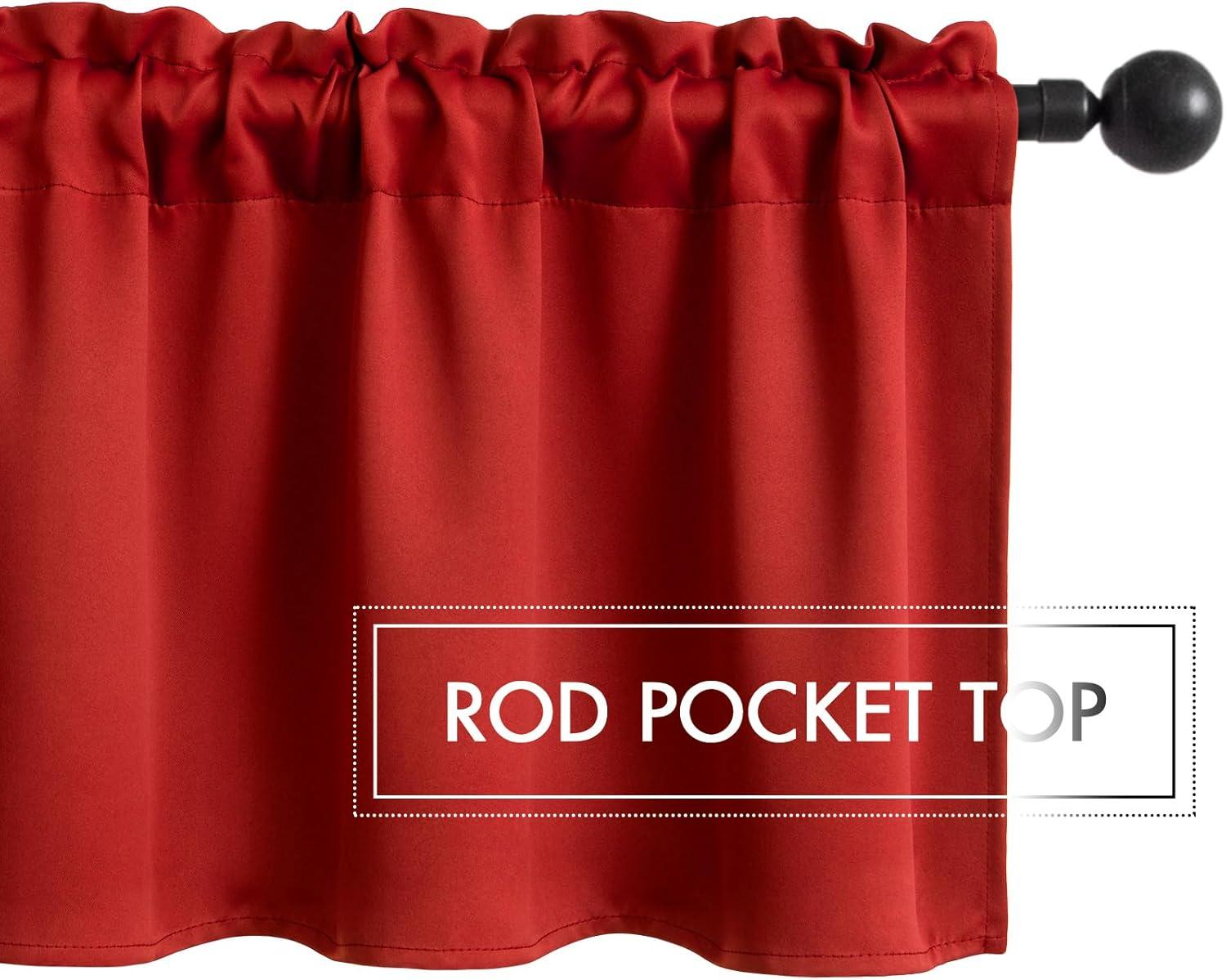 imageMIULEE Christmas Blackout Window Valance for Bedroom Kitchen Bathroom Living Room Darkening Rod Pocket Curtain Valance Thermal Insulated Window Treatment 1 Panel 52 x 18 Inches Hunter GreenRed