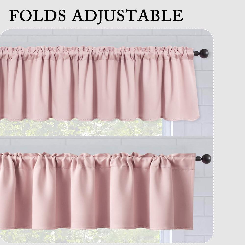 imageMIULEE Christmas Blackout Window Valance for Bedroom Kitchen Bathroom Living Room Darkening Rod Pocket Curtain Valance Thermal Insulated Window Treatment 1 Panel 52 x 18 Inches Hunter GreenBaby Pink
