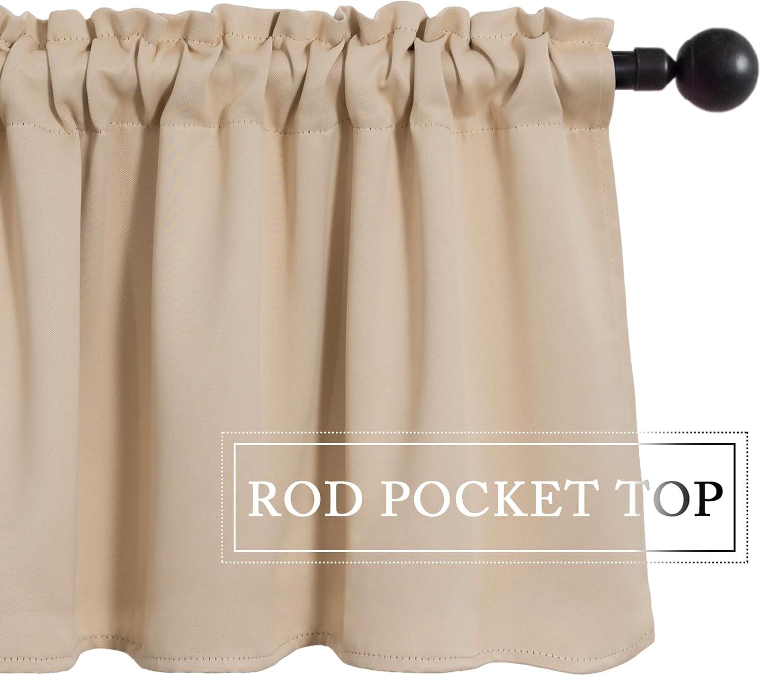 imageMIULEE Christmas Blackout Window Valance for Bedroom Kitchen Bathroom Living Room Darkening Rod Pocket Curtain Valance Thermal Insulated Window Treatment 1 Panel 52 x 18 Inches Hunter GreenBeige