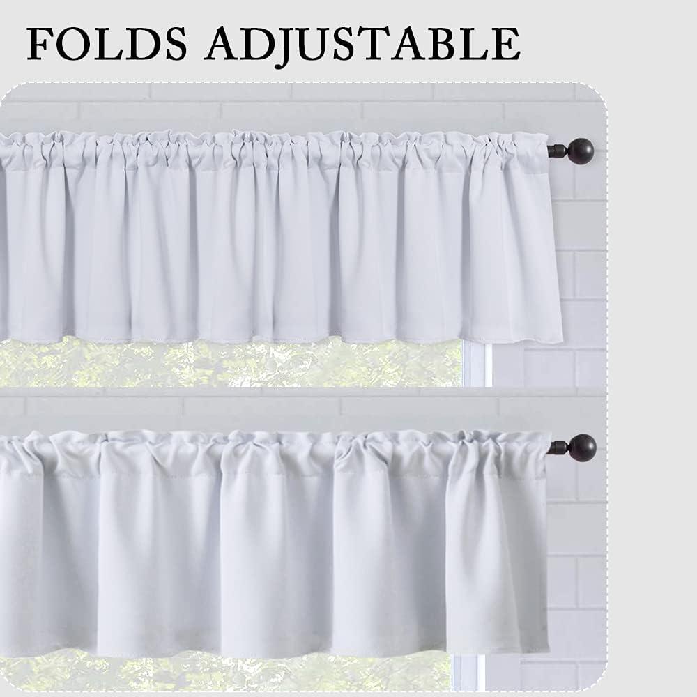 imageMIULEE Christmas Blackout Window Valance for Bedroom Kitchen Bathroom Living Room Darkening Rod Pocket Curtain Valance Thermal Insulated Window Treatment 1 Panel 52 x 18 Inches Hunter GreenGreyish White