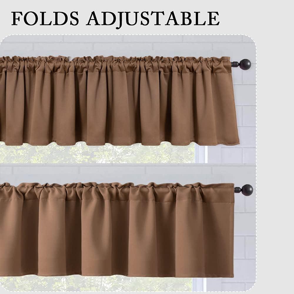 imageMIULEE Christmas Blackout Window Valance for Bedroom Kitchen Bathroom Living Room Darkening Rod Pocket Curtain Valance Thermal Insulated Window Treatment 1 Panel 52 x 18 Inches Hunter GreenCappuccino Brown