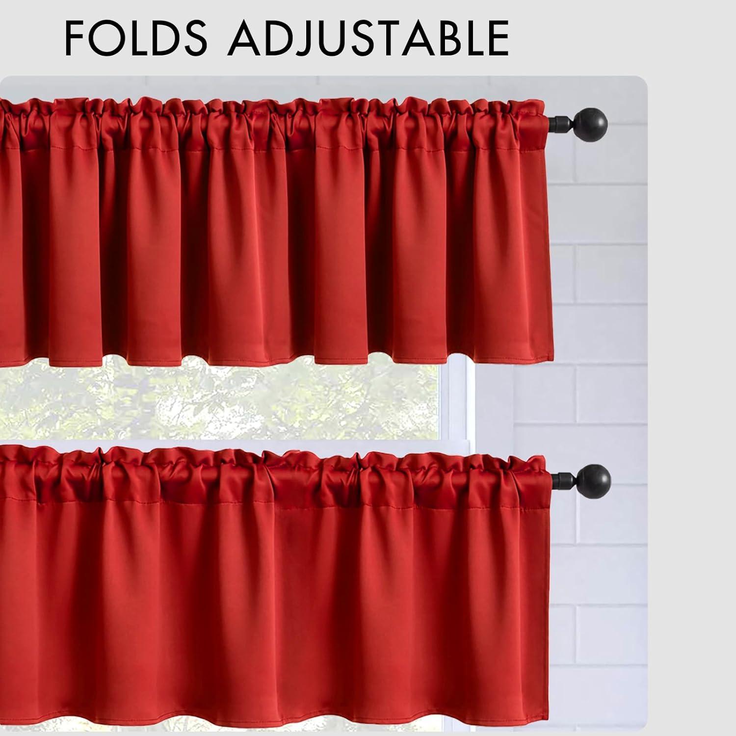 imageMIULEE Christmas Blackout Window Valance for Bedroom Kitchen Bathroom Living Room Darkening Rod Pocket Curtain Valance Thermal Insulated Window Treatment 1 Panel 52 x 18 Inches Hunter GreenRed