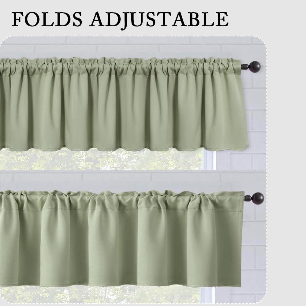 imageMIULEE Christmas Blackout Window Valance for Bedroom Kitchen Bathroom Living Room Darkening Rod Pocket Curtain Valance Thermal Insulated Window Treatment 1 Panel 52 x 18 Inches Hunter GreenSage Green
