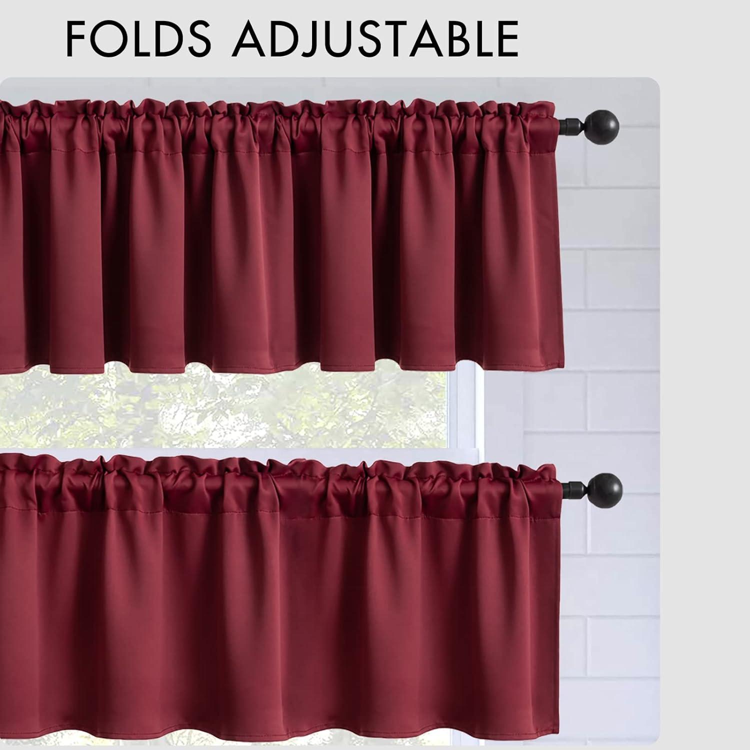 imageMIULEE Christmas Blackout Window Valance for Bedroom Kitchen Bathroom Living Room Darkening Rod Pocket Curtain Valance Thermal Insulated Window Treatment 1 Panel 52 x 18 Inches Hunter GreenWine Red