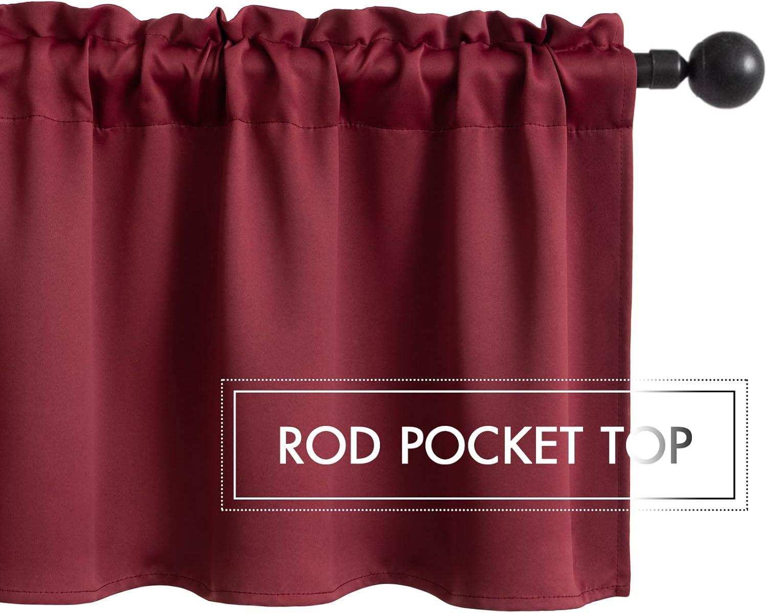 imageMIULEE Christmas Blackout Window Valance for Bedroom Kitchen Bathroom Living Room Darkening Rod Pocket Curtain Valance Thermal Insulated Window Treatment 1 Panel 52 x 18 Inches Hunter GreenWine Red