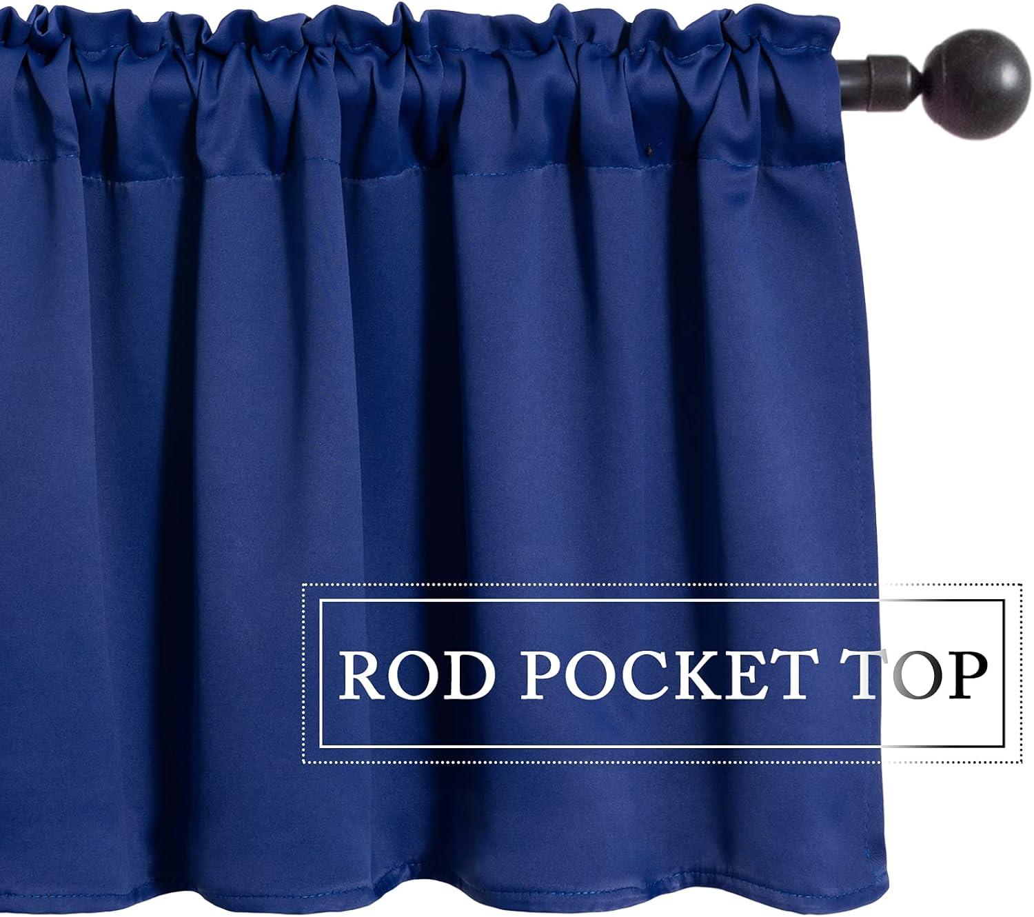 imageMIULEE Christmas Blackout Window Valance for Bedroom Kitchen Bathroom Living Room Darkening Rod Pocket Curtain Valance Thermal Insulated Window Treatment 1 Panel 52 x 18 Inches Hunter GreenNavy Blue