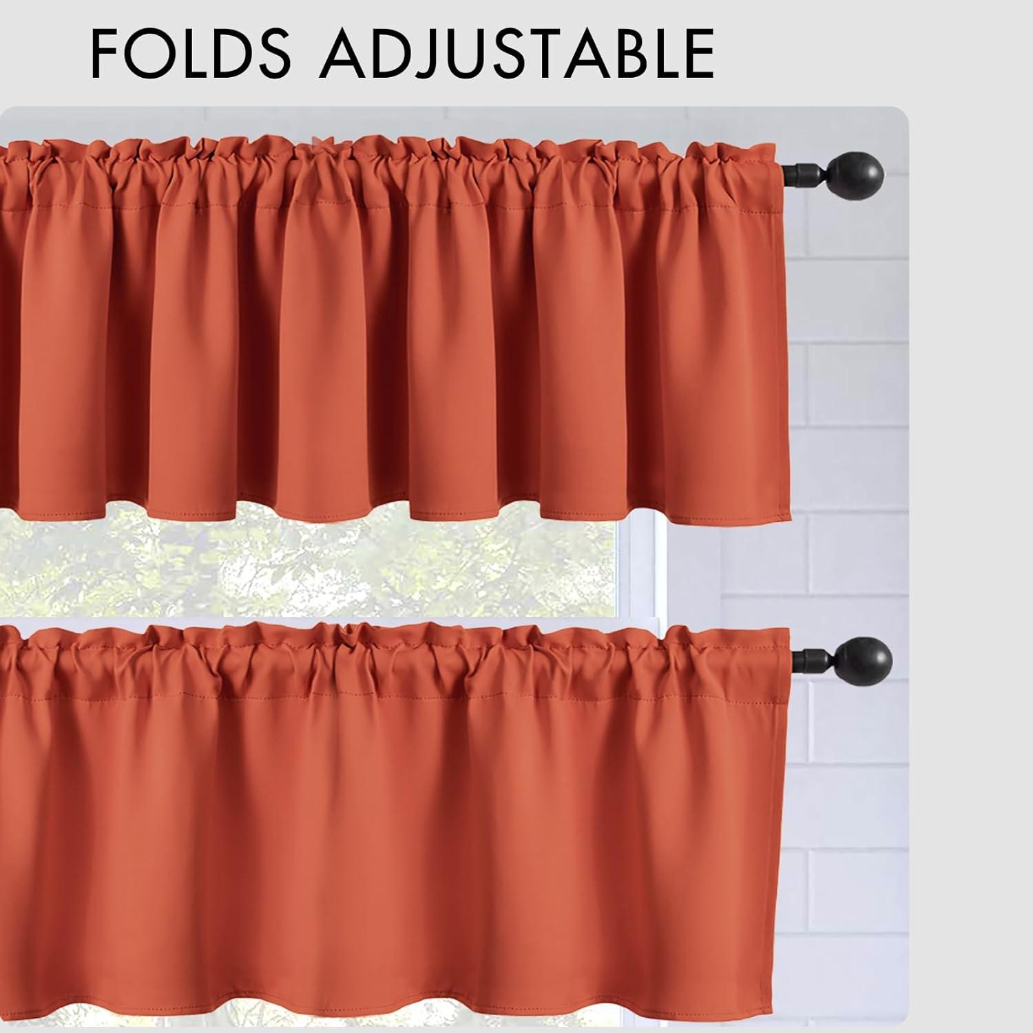 imageMIULEE Christmas Blackout Window Valance for Bedroom Kitchen Bathroom Living Room Darkening Rod Pocket Curtain Valance Thermal Insulated Window Treatment 1 Panel 52 x 18 Inches Hunter GreenBurnt Orange