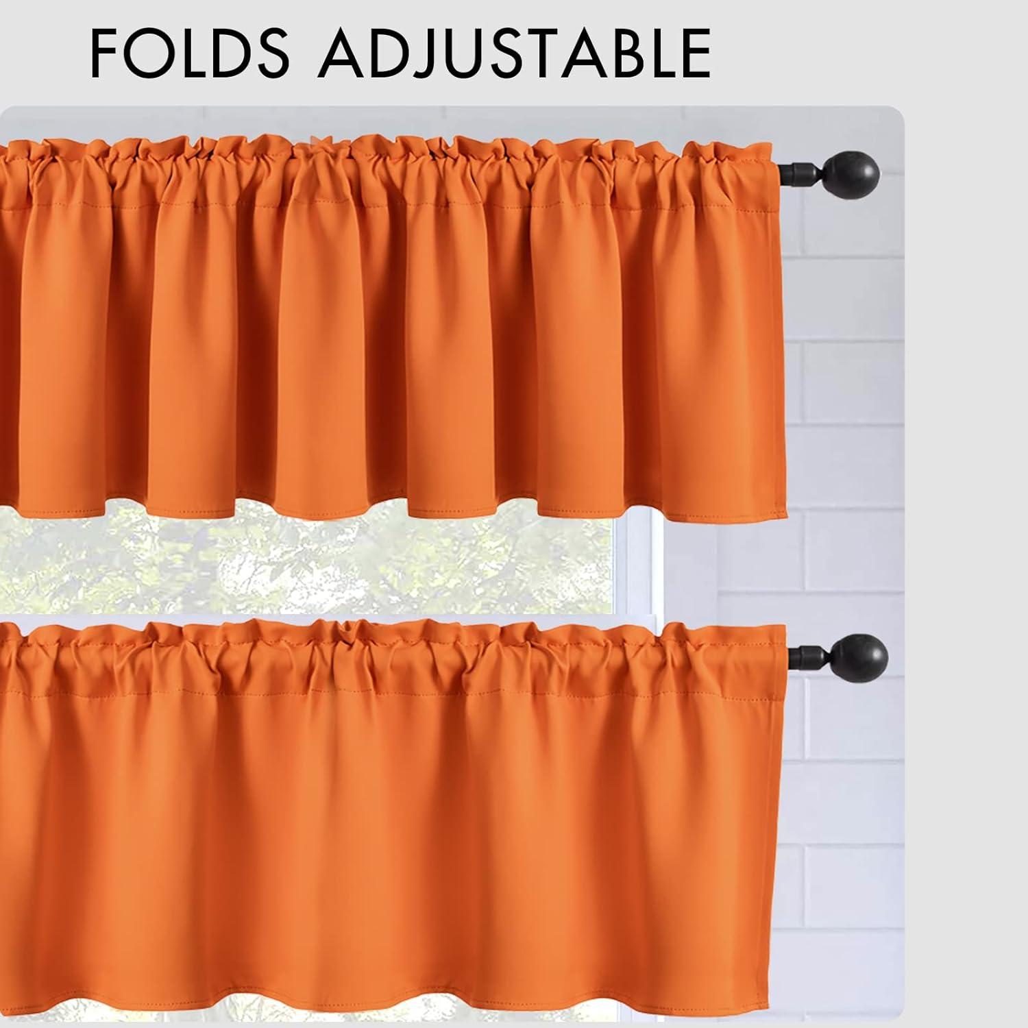 imageMIULEE Christmas Blackout Window Valance for Bedroom Kitchen Bathroom Living Room Darkening Rod Pocket Curtain Valance Thermal Insulated Window Treatment 1 Panel 52 x 18 Inches Hunter GreenOrange