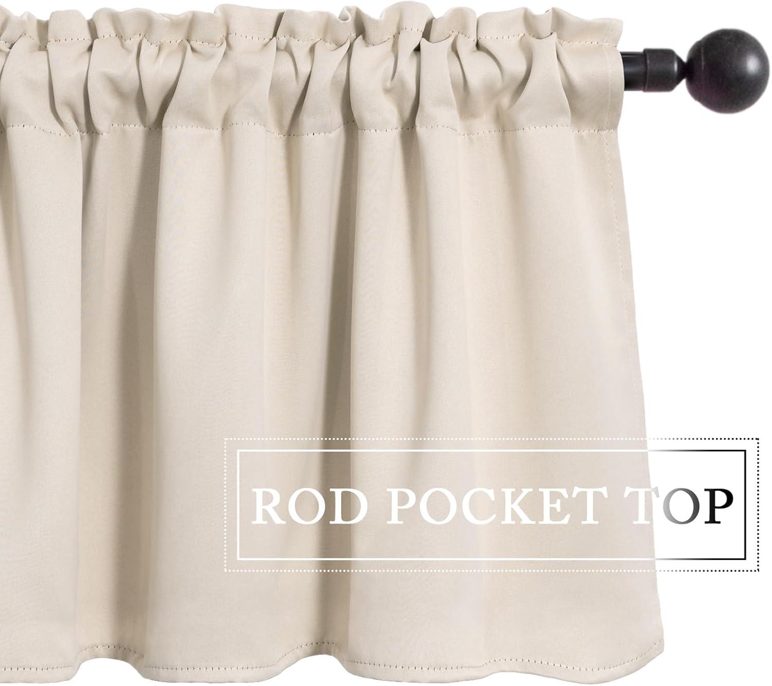 imageMIULEE Christmas Blackout Window Valance for Bedroom Kitchen Bathroom Living Room Darkening Rod Pocket Curtain Valance Thermal Insulated Window Treatment 1 Panel 52 x 18 Inches Hunter GreenCream Beige