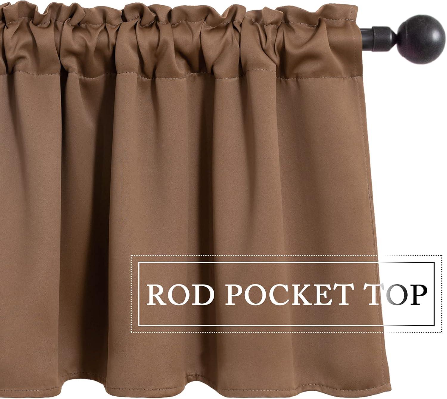 imageMIULEE Christmas Blackout Window Valance for Bedroom Kitchen Bathroom Living Room Darkening Rod Pocket Curtain Valance Thermal Insulated Window Treatment 1 Panel 52 x 18 Inches Hunter GreenCappuccino Brown