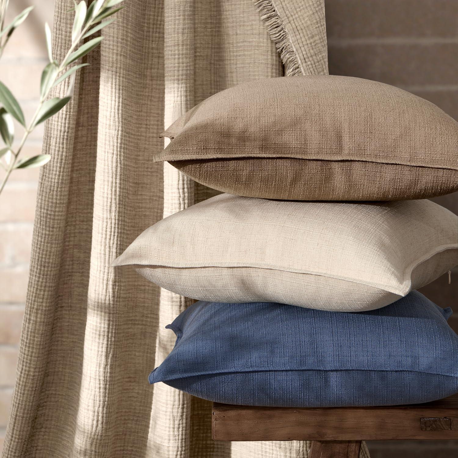 imageMIULEE Christmas Decorative Pillow Covers 20x20 2 Pack Boho Farmhouse Neutral Throw Pillows for Couch Thick Textured Modern Linen Cushion Cases Sofa Bed Living Room Home Decor Dark GreenCoco Brown