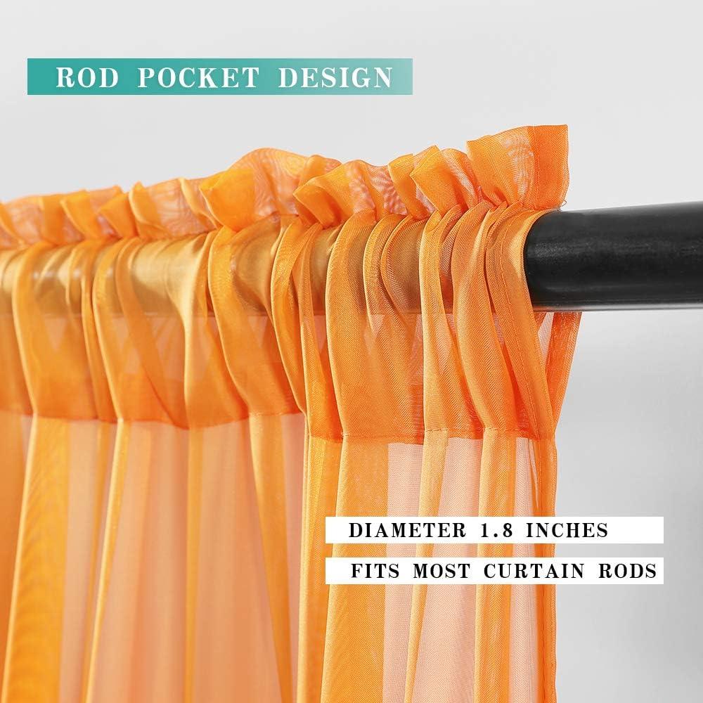 imageMIULEE Christmas Half Window Sheer Curtain Valance Extra Wide Rod Pocket Voile Drape for Kitchen Cafe Bathroom Small Window One Panel 60 x 18 Inch Haute RedOrange