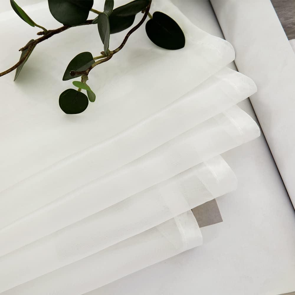imageMIULEE Christmas Half Window Sheer Curtain Valance Extra Wide Rod Pocket Voile Drape for Kitchen Cafe Bathroom Small Window One Panel 60 x 18 Inch Haute RedIvory