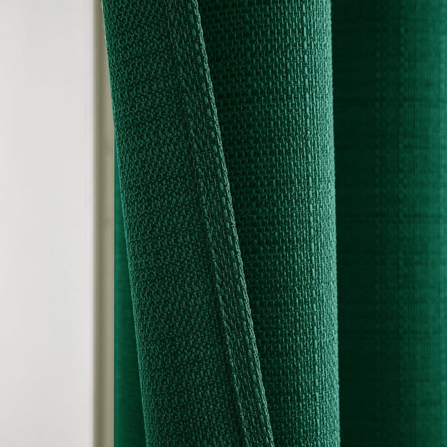 imageMIULEE Christmas Hunter Green Faux Linen Textured Curtains 84 Inch Length 2 Panels Set for Living Room Bedroom Farmhouse Burlap Weave Semi Sheer Grommet Top Light Filtering Window Drapes W37xL84Hunter Green