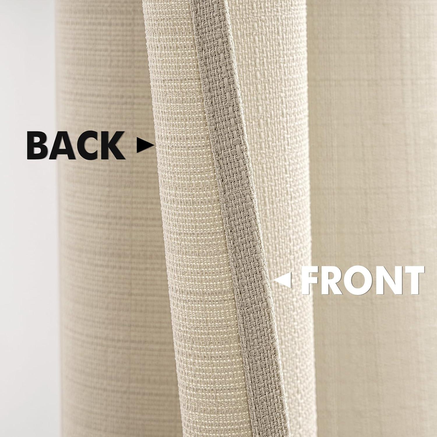 imageMIULEE Christmas Hunter Green Faux Linen Textured Curtains 84 Inch Length 2 Panels Set for Living Room Bedroom Farmhouse Burlap Weave Semi Sheer Grommet Top Light Filtering Window Drapes W37xL84Cream Beige
