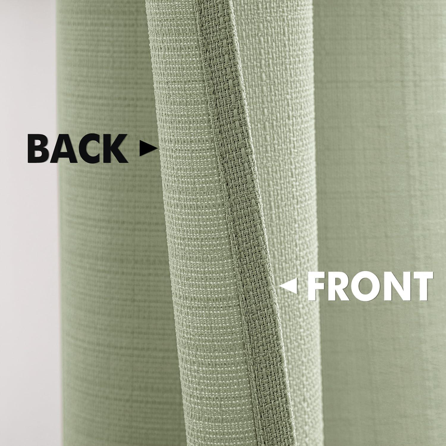 imageMIULEE Christmas Hunter Green Faux Linen Textured Curtains 84 Inch Length 2 Panels Set for Living Room Bedroom Farmhouse Burlap Weave Semi Sheer Grommet Top Light Filtering Window Drapes W37xL84Sage Green
