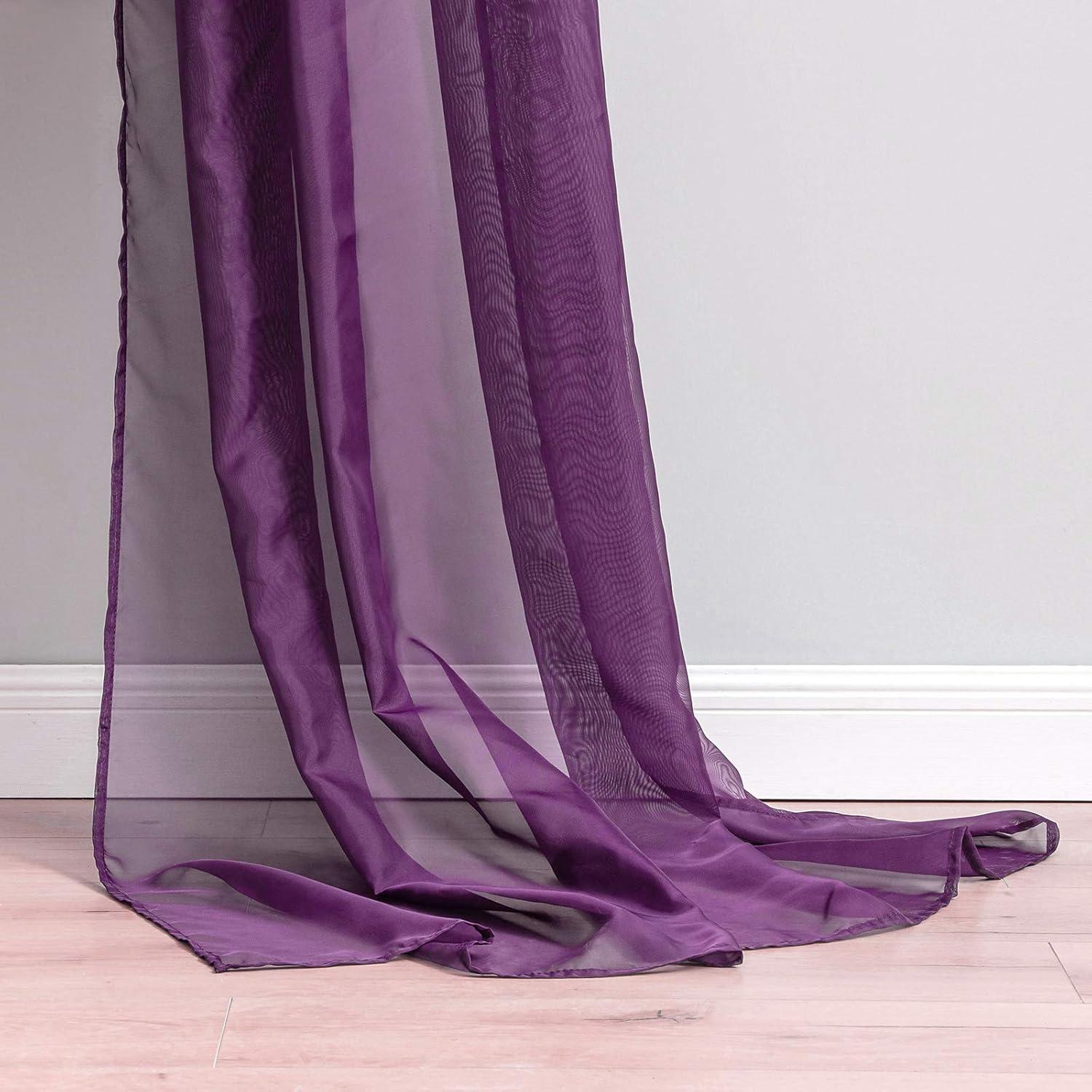 imageMIULEE Christmas Luxury Window Scarf Sheer Voile Elegant Topper Long Window Valance Solid Window Treatment Swags Drapes for Window Ceremony Wedding Canopy Bed 54quot x 216quot Maroon Red 1 PiecePlum Purple