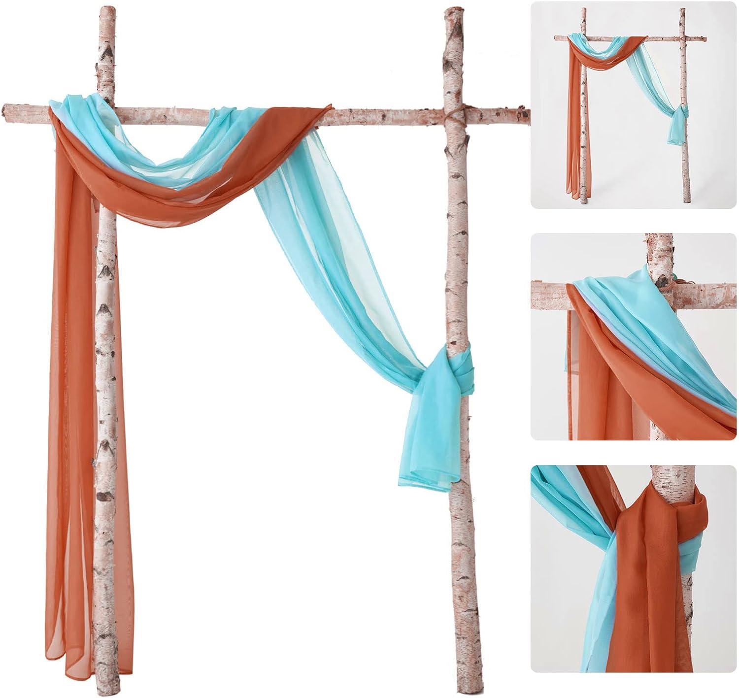 imageMIULEE Christmas Luxury Window Scarf Sheer Voile Elegant Topper Long Window Valance Solid Window Treatment Swags Drapes for Window Ceremony Wedding Canopy Bed 54quot x 216quot Maroon Red 1 PieceBurnt Orange