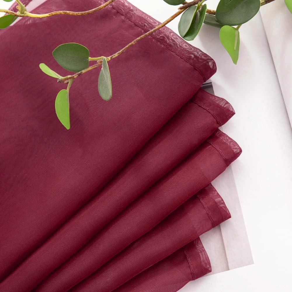 imageMIULEE Christmas Luxury Window Scarf Sheer Voile Elegant Topper Long Window Valance Solid Window Treatment Swags Drapes for Window Ceremony Wedding Canopy Bed 54quot x 216quot Maroon Red 1 PieceMaroon Red
