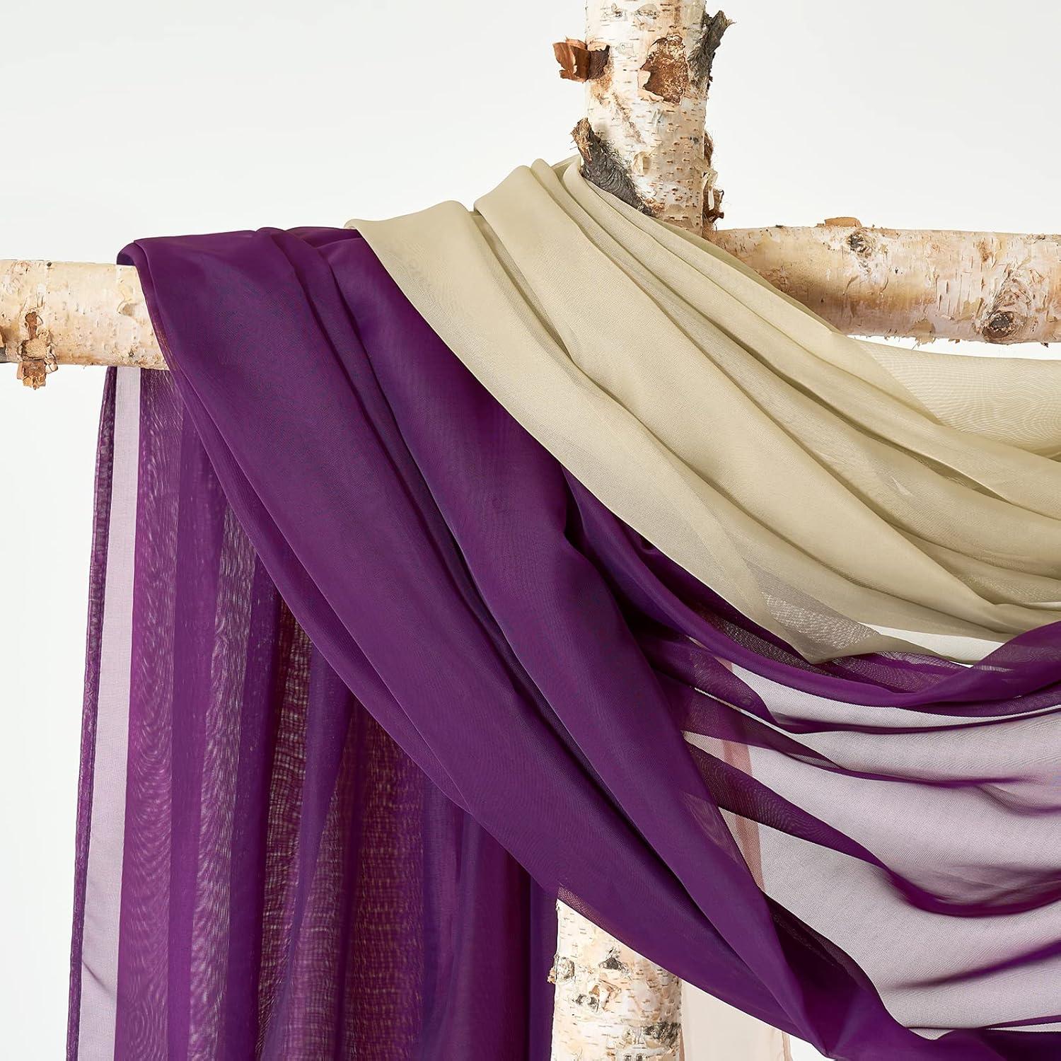 imageMIULEE Christmas Luxury Window Scarf Sheer Voile Elegant Topper Long Window Valance Solid Window Treatment Swags Drapes for Window Ceremony Wedding Canopy Bed 54quot x 216quot Maroon Red 1 PiecePlum Purple