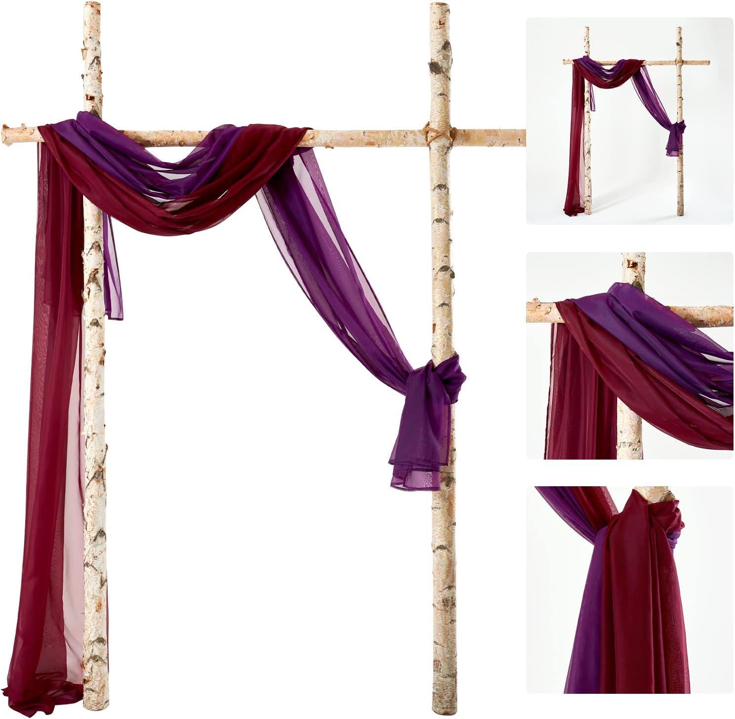imageMIULEE Christmas Luxury Window Scarf Sheer Voile Elegant Topper Long Window Valance Solid Window Treatment Swags Drapes for Window Ceremony Wedding Canopy Bed 54quot x 216quot Maroon Red 1 PieceMaroon Red