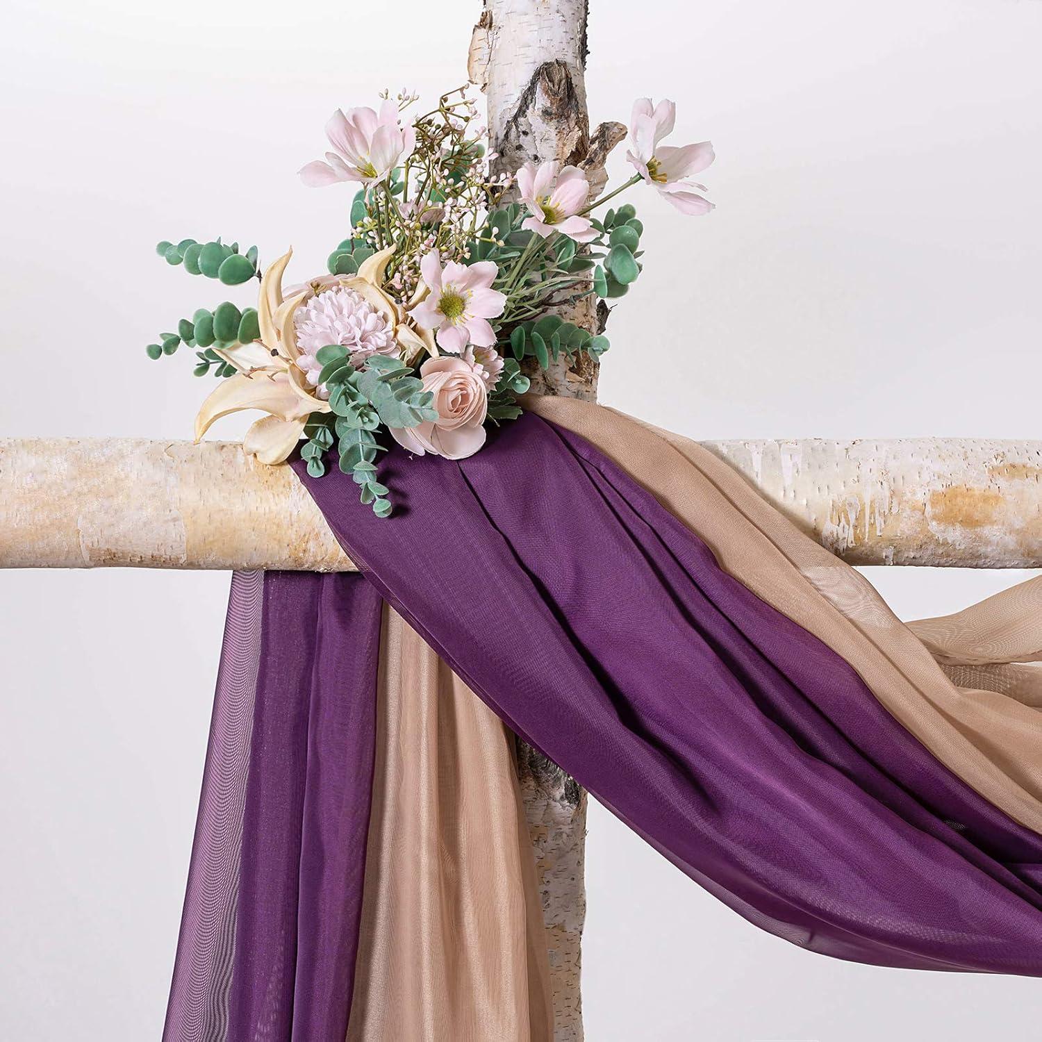 imageMIULEE Christmas Luxury Window Scarf Sheer Voile Elegant Topper Long Window Valance Solid Window Treatment Swags Drapes for Window Ceremony Wedding Canopy Bed 54quot x 216quot Maroon Red 1 PiecePlum Purple