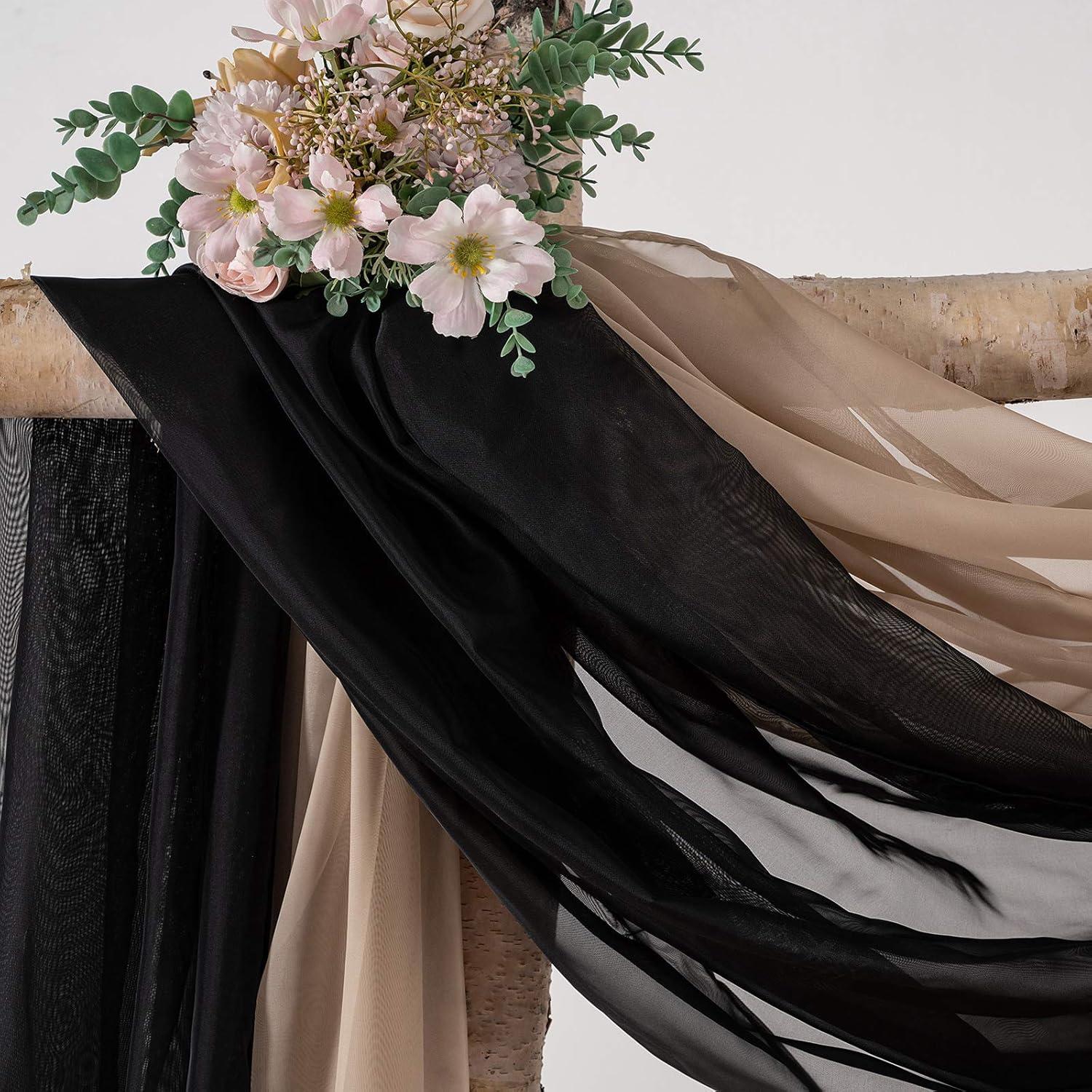 imageMIULEE Christmas Luxury Window Scarf Sheer Voile Elegant Topper Long Window Valance Solid Window Treatment Swags Drapes for Window Ceremony Wedding Canopy Bed 54quot x 216quot Maroon Red 1 PieceBlack