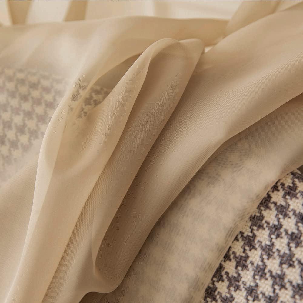 imageMIULEE Christmas Luxury Window Scarf Sheer Voile Elegant Topper Long Window Valance Solid Window Treatment Swags Drapes for Window Ceremony Wedding Canopy Bed 54quot x 216quot Maroon Red 1 PieceBrown