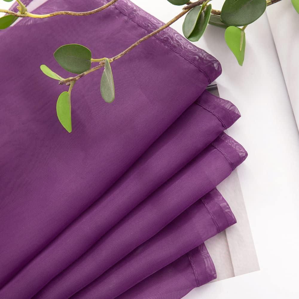 imageMIULEE Christmas Luxury Window Scarf Sheer Voile Elegant Topper Long Window Valance Solid Window Treatment Swags Drapes for Window Ceremony Wedding Canopy Bed 54quot x 216quot Maroon Red 1 PiecePlum Purple