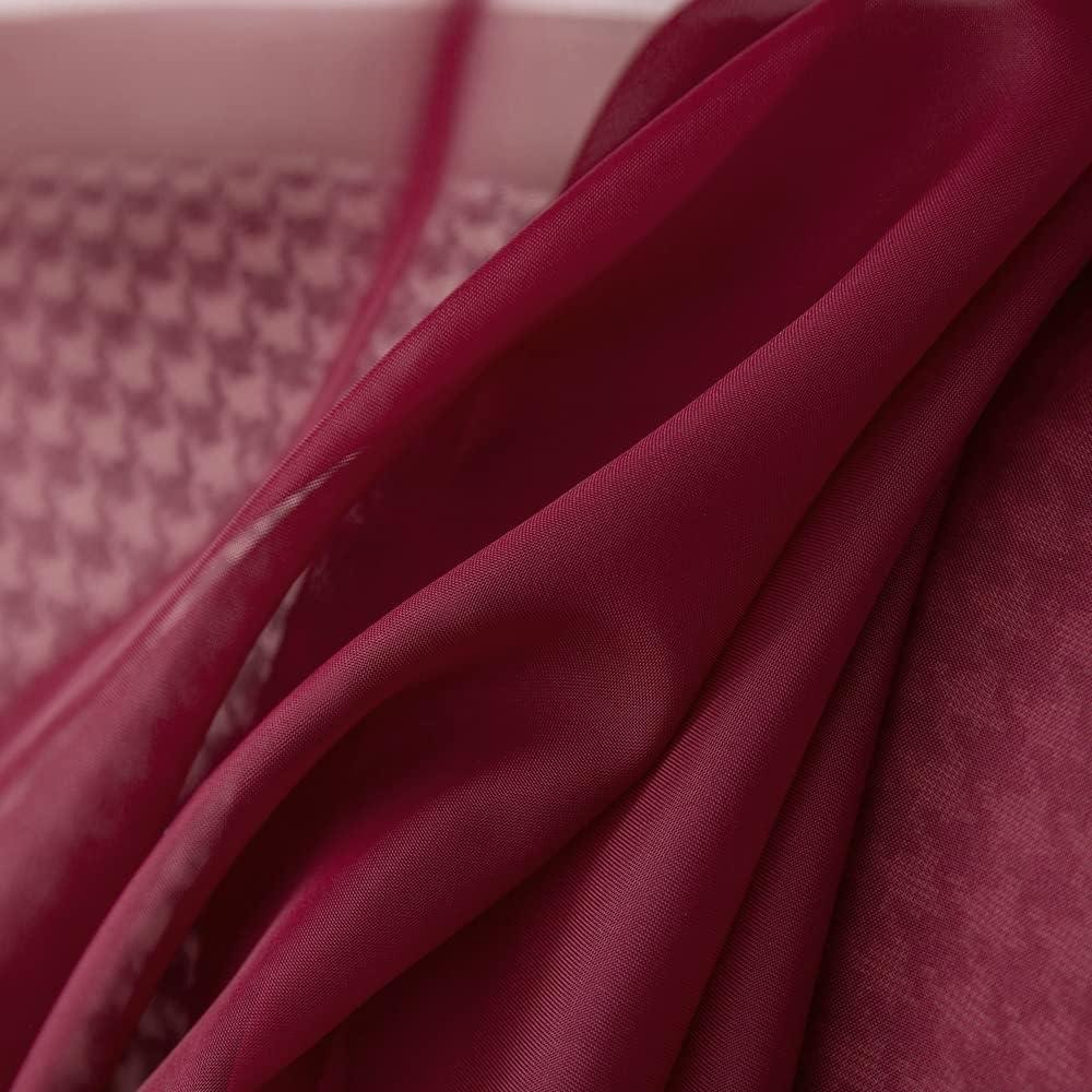 imageMIULEE Christmas Luxury Window Scarf Sheer Voile Elegant Topper Long Window Valance Solid Window Treatment Swags Drapes for Window Ceremony Wedding Canopy Bed 54quot x 216quot Maroon Red 1 PieceMaroon Red