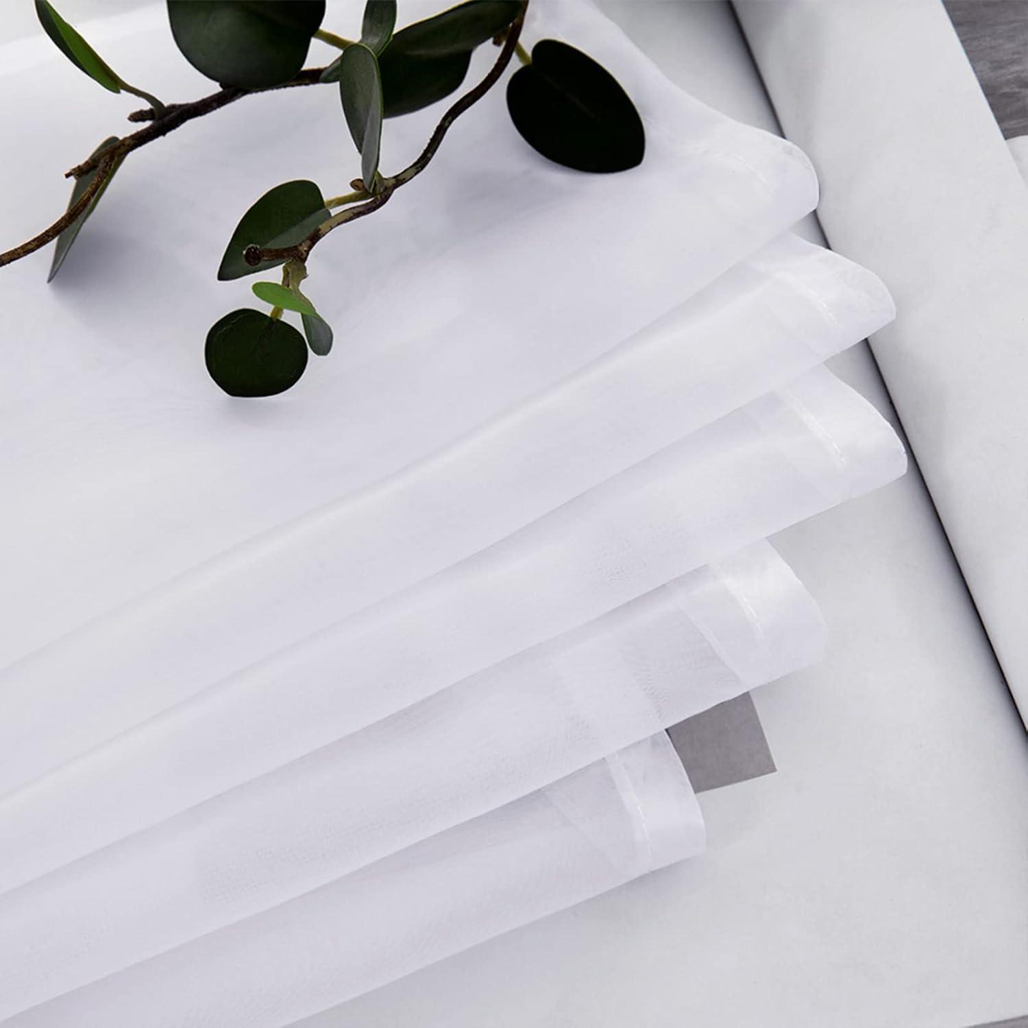 imageMIULEE Christmas Luxury Window Scarf Sheer Voile Elegant Topper Long Window Valance Solid Window Treatment Swags Drapes for Window Ceremony Wedding Canopy Bed 54quot x 216quot Maroon Red 1 PieceWhite