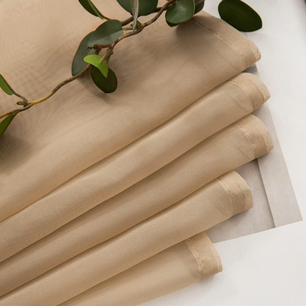 imageMIULEE Christmas Luxury Window Scarf Sheer Voile Elegant Topper Long Window Valance Solid Window Treatment Swags Drapes for Window Ceremony Wedding Canopy Bed 54quot x 216quot Maroon Red 1 PieceBrown