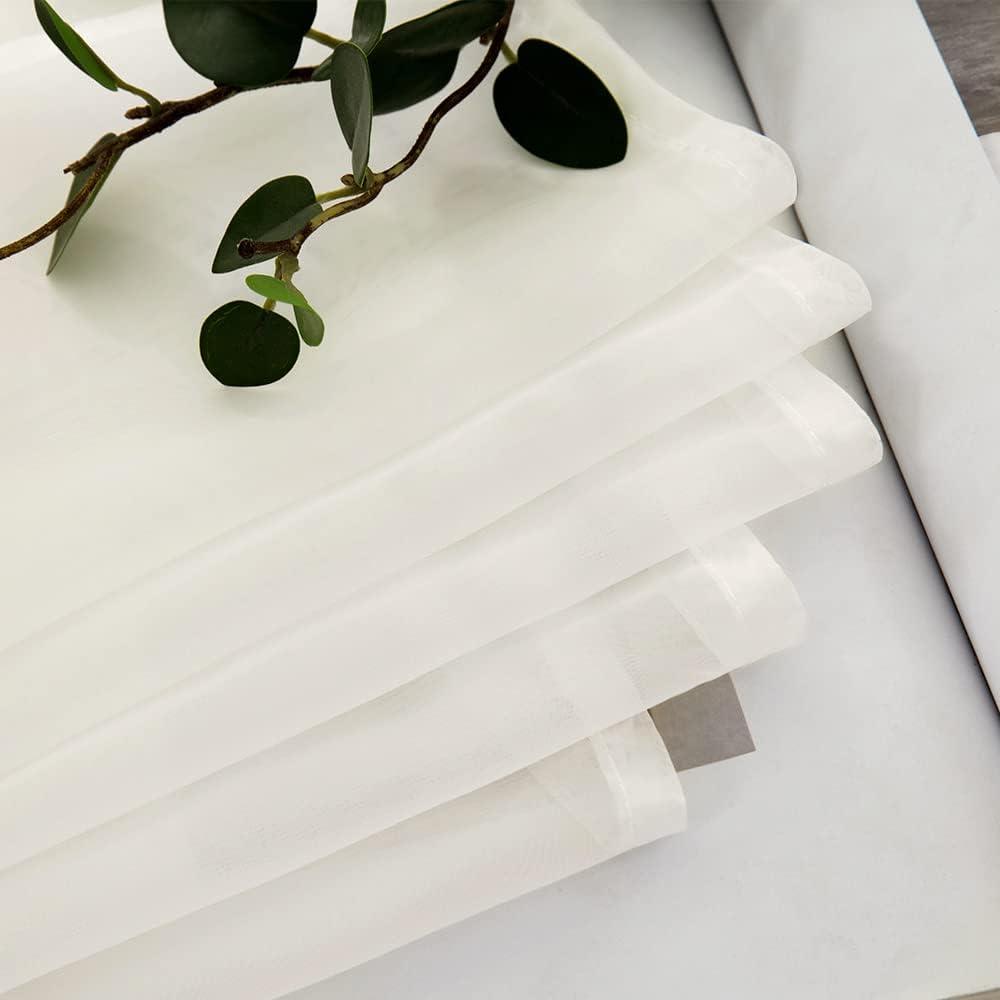 imageMIULEE Christmas Luxury Window Scarf Sheer Voile Elegant Topper Long Window Valance Solid Window Treatment Swags Drapes for Window Ceremony Wedding Canopy Bed 54quot x 216quot Maroon Red 1 PieceIvory
