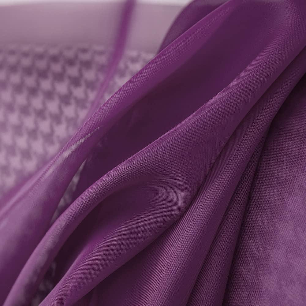 imageMIULEE Christmas Luxury Window Scarf Sheer Voile Elegant Topper Long Window Valance Solid Window Treatment Swags Drapes for Window Ceremony Wedding Canopy Bed 54quot x 216quot Maroon Red 1 PiecePlum Purple