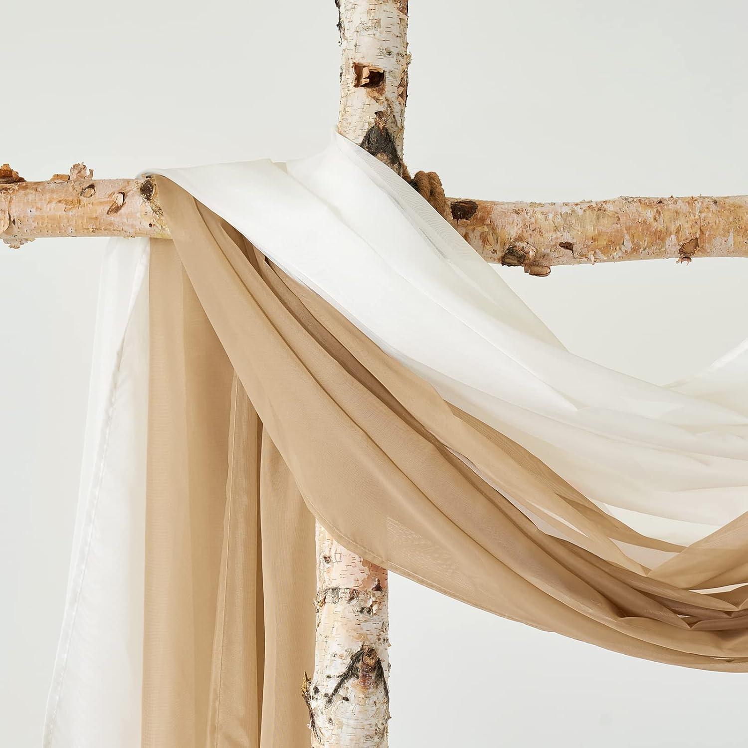 imageMIULEE Christmas Luxury Window Scarf Sheer Voile Elegant Topper Long Window Valance Solid Window Treatment Swags Drapes for Window Ceremony Wedding Canopy Bed 54quot x 216quot Maroon Red 1 PieceBrown