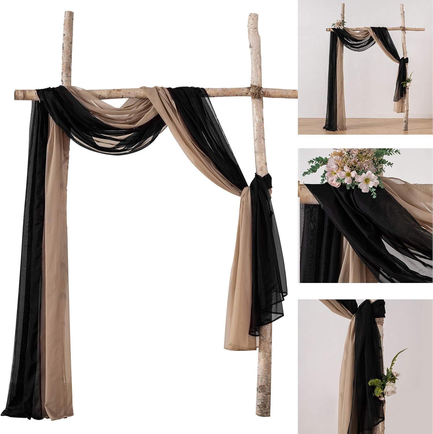 imageMIULEE Christmas Luxury Window Scarf Sheer Voile Elegant Topper Long Window Valance Solid Window Treatment Swags Drapes for Window Ceremony Wedding Canopy Bed 54quot x 216quot Maroon Red 1 PieceBlack
