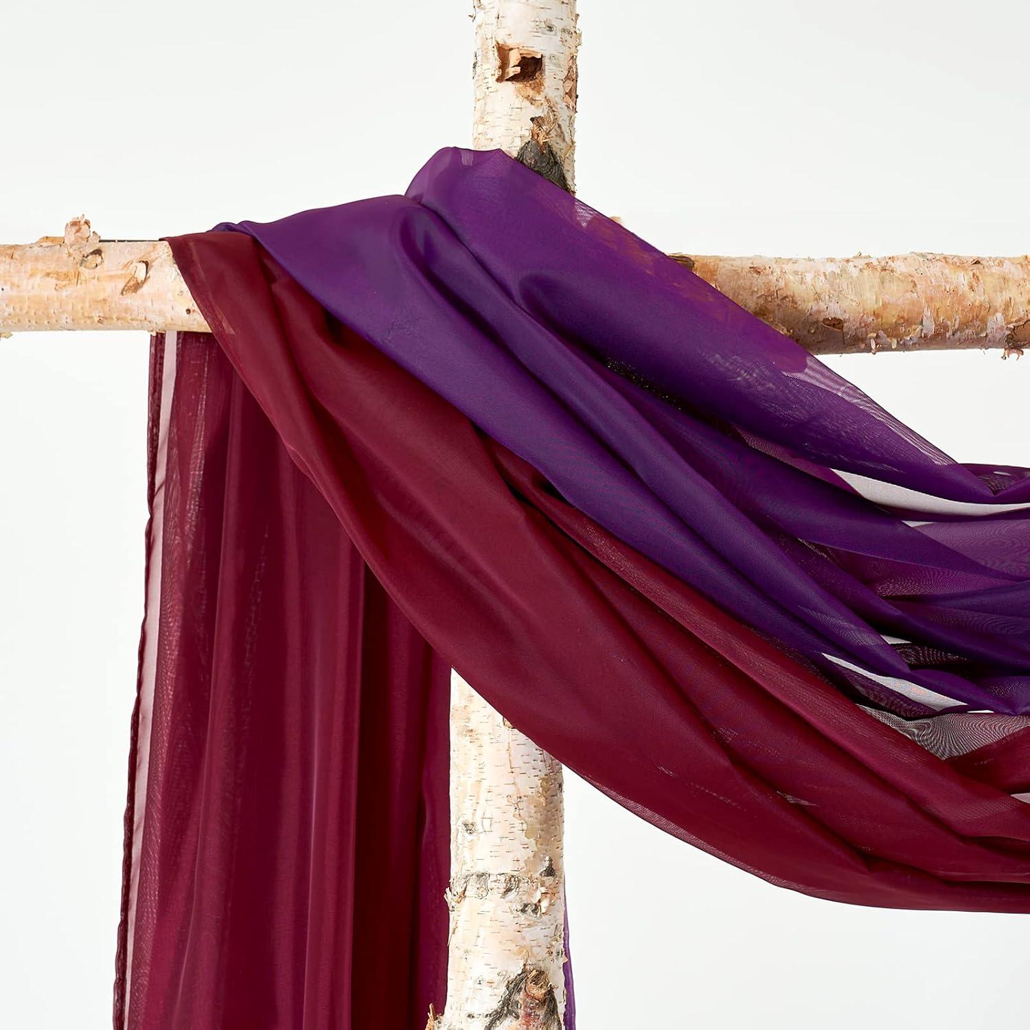 imageMIULEE Christmas Luxury Window Scarf Sheer Voile Elegant Topper Long Window Valance Solid Window Treatment Swags Drapes for Window Ceremony Wedding Canopy Bed 54quot x 216quot Maroon Red 1 PieceMaroon Red