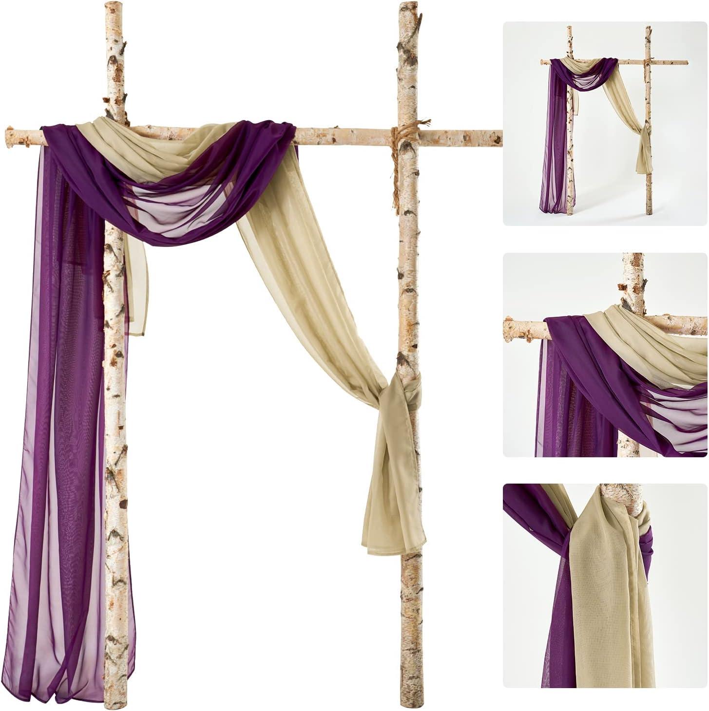 imageMIULEE Christmas Luxury Window Scarf Sheer Voile Elegant Topper Long Window Valance Solid Window Treatment Swags Drapes for Window Ceremony Wedding Canopy Bed 54quot x 216quot Maroon Red 1 PiecePlum Purple