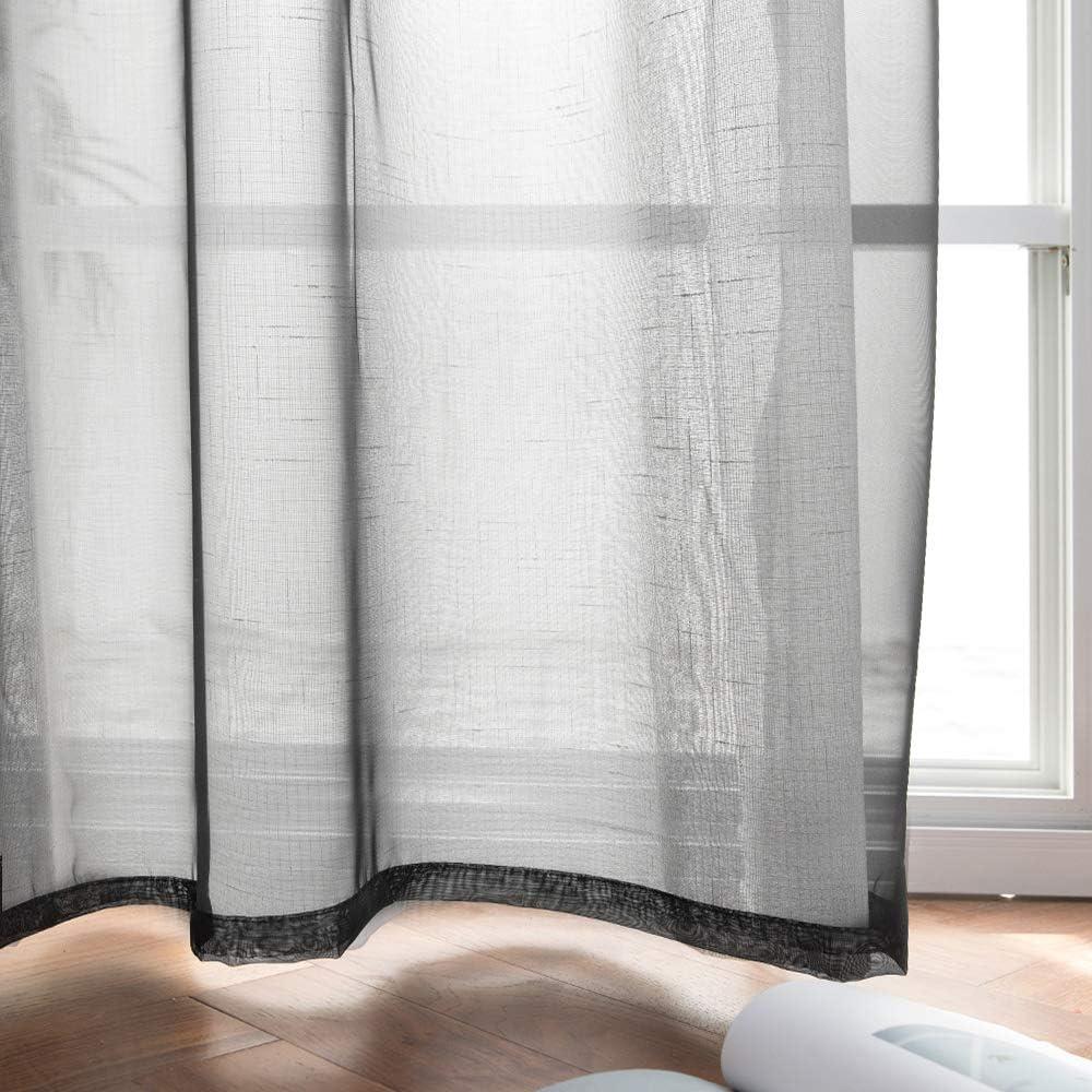imageMIULEE Christmas Luxury Window Scarf Sheer Voile Elegant Topper Long Window Valance Solid Window Treatment Swags Drapes for Window Ceremony Wedding Canopy Bed 54quot x 216quot Maroon Red 1 PieceBlack