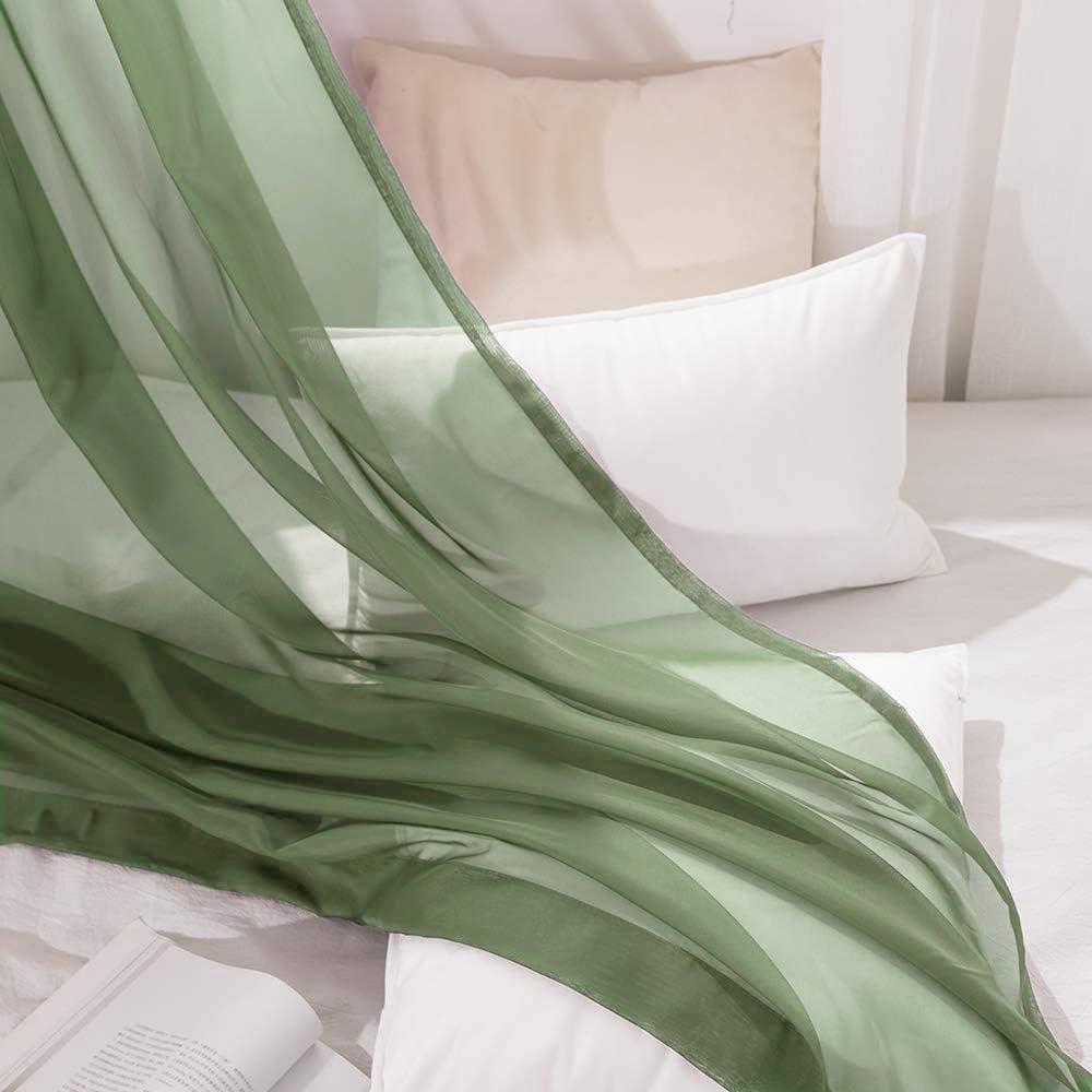 imageMIULEE Christmas Luxury Window Scarf Sheer Voile Elegant Topper Long Window Valance Solid Window Treatment Swags Drapes for Window Ceremony Wedding Canopy Bed 54quot x 216quot Maroon Red 1 PieceSage Green