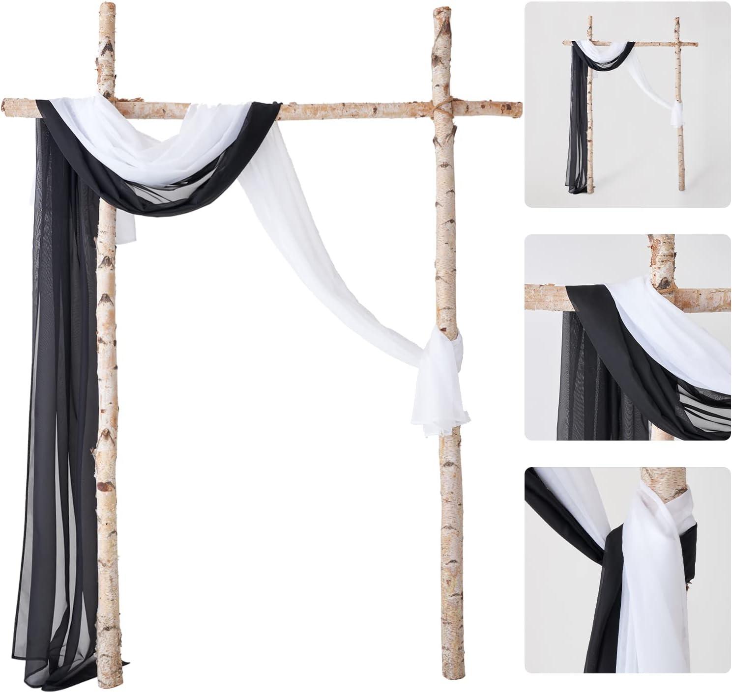 imageMIULEE Christmas Luxury Window Scarf Sheer Voile Elegant Topper Long Window Valance Solid Window Treatment Swags Drapes for Window Ceremony Wedding Canopy Bed 54quot x 216quot Maroon Red 1 PieceWhite