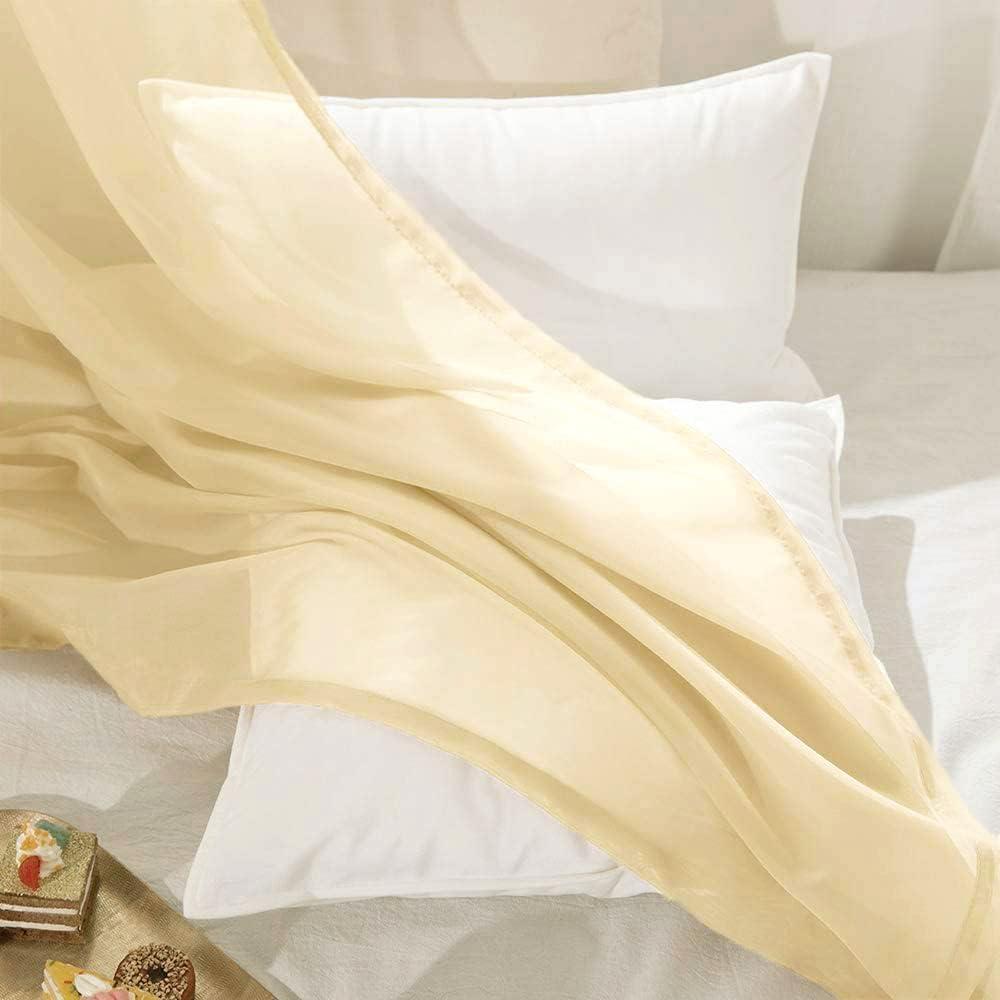 imageMIULEE Christmas Luxury Window Scarf Sheer Voile Elegant Topper Long Window Valance Solid Window Treatment Swags Drapes for Window Ceremony Wedding Canopy Bed 54quot x 216quot Maroon Red 1 PieceCream Beige