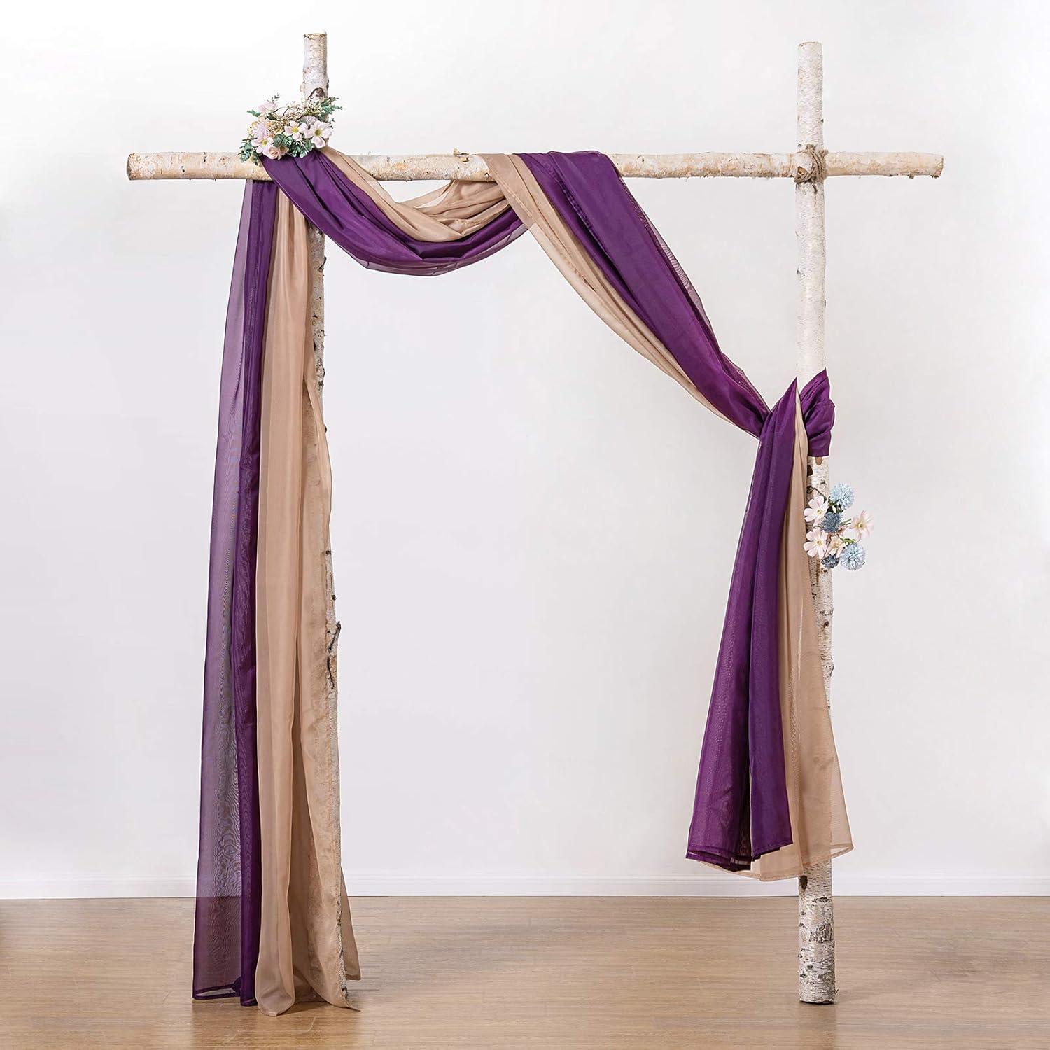 imageMIULEE Christmas Luxury Window Scarf Sheer Voile Elegant Topper Long Window Valance Solid Window Treatment Swags Drapes for Window Ceremony Wedding Canopy Bed 54quot x 216quot Maroon Red 1 PiecePlum Purple