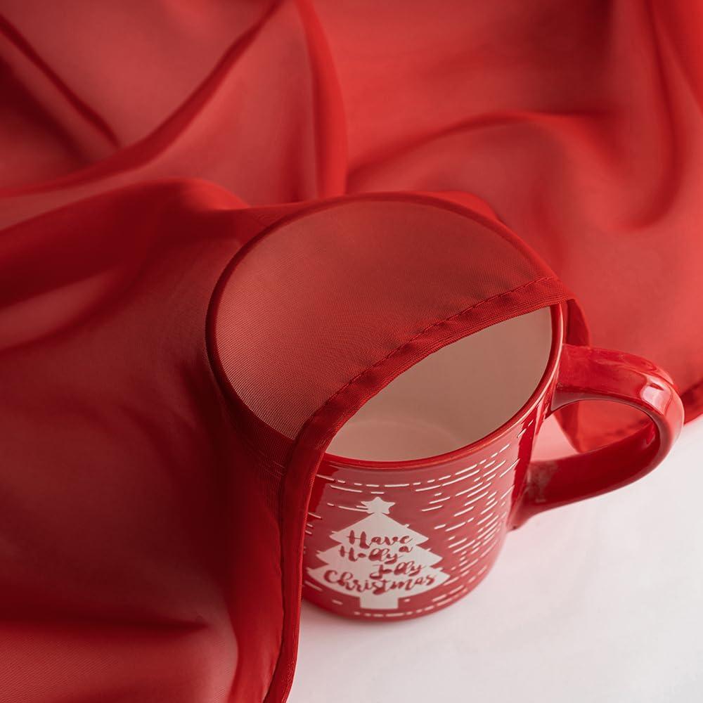 imageMIULEE Christmas Luxury Window Scarf Sheer Voile Elegant Topper Long Window Valance Solid Window Treatment Swags Drapes for Window Ceremony Wedding Canopy Bed 54quot x 216quot Maroon Red 1 PieceRed
