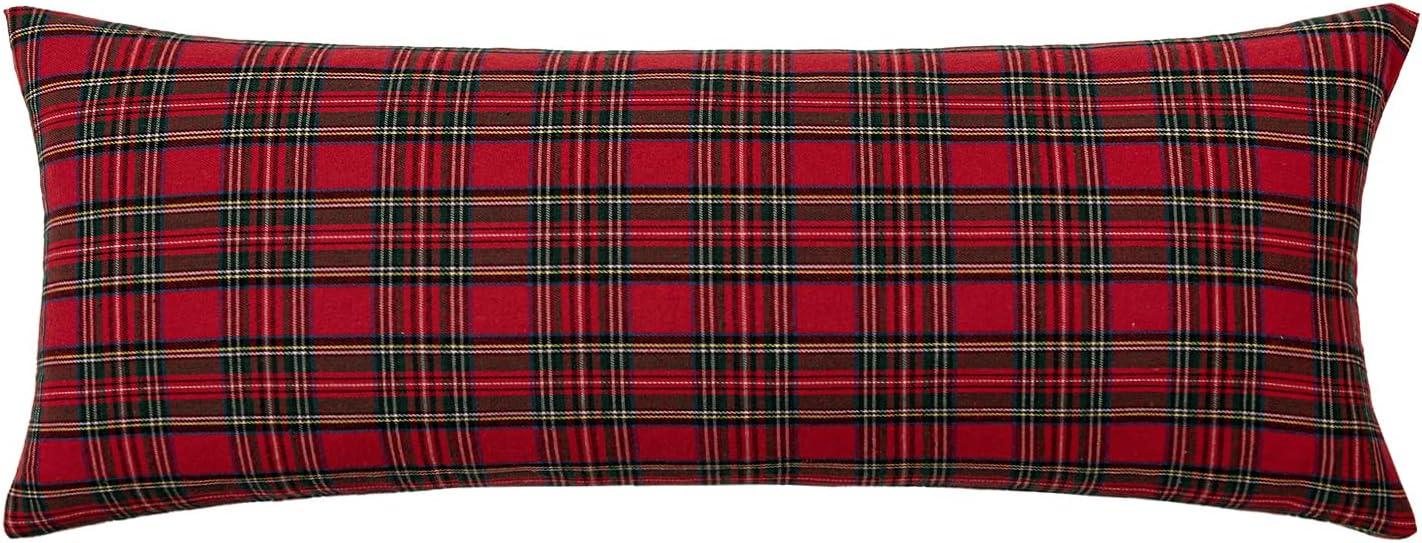 imageMIULEE Christmas Set of 2 Scottish Tartan Plaid Throw Pillow Covers Farmhouse Classic Decorative Outdoor Square Cushion Cases for Decor Sofa Couch 18x18 Inch GreenRed