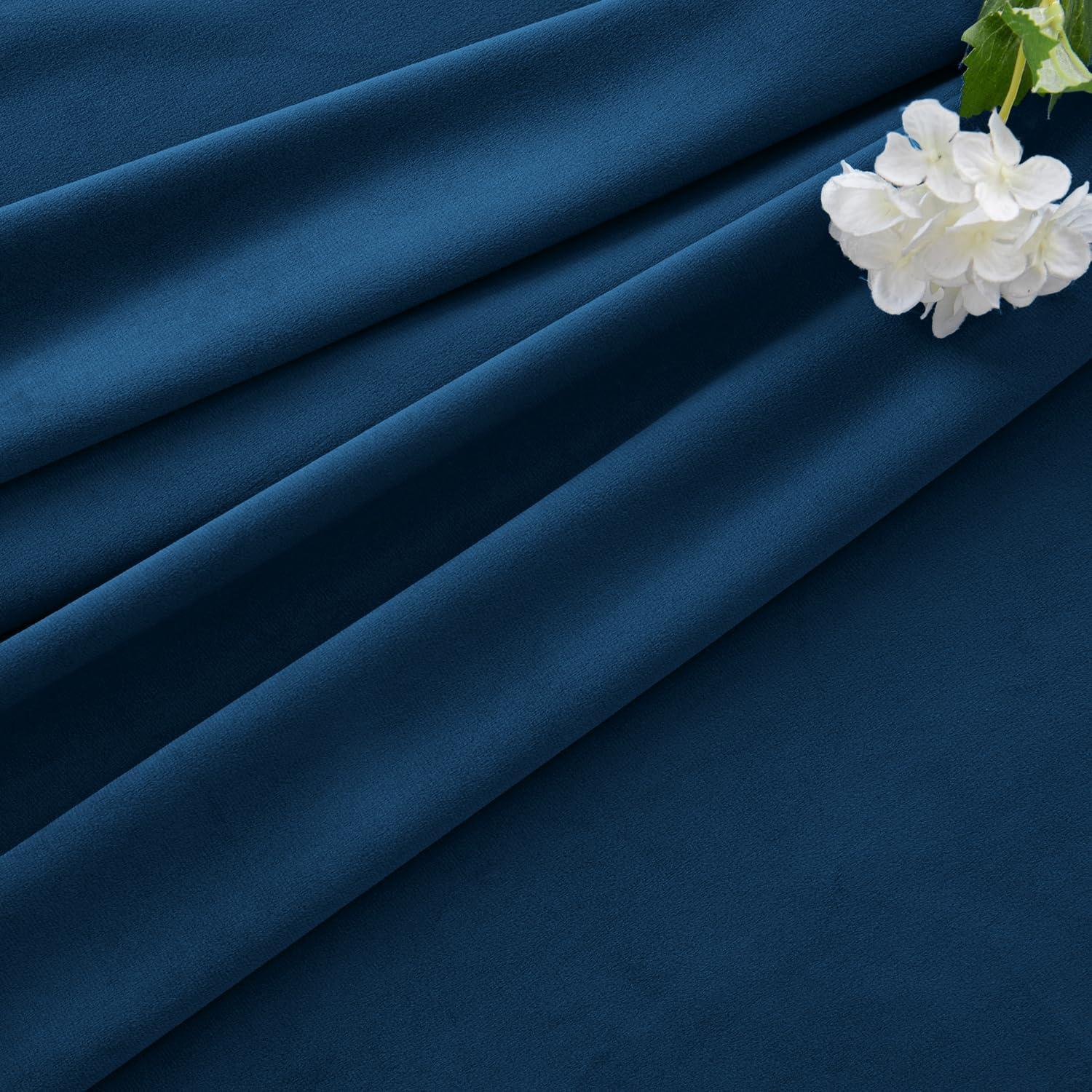 imageMIULEE Christmas Velvet Curtains 96 Inches Long 2 Panels Set for Bedroom Pinch Pleat Back Tab Thermal Insulated Living Room Darkening Drapes Pleated Blackout Floor to Ceiling Curtain with Hooks RedNavy Blue
