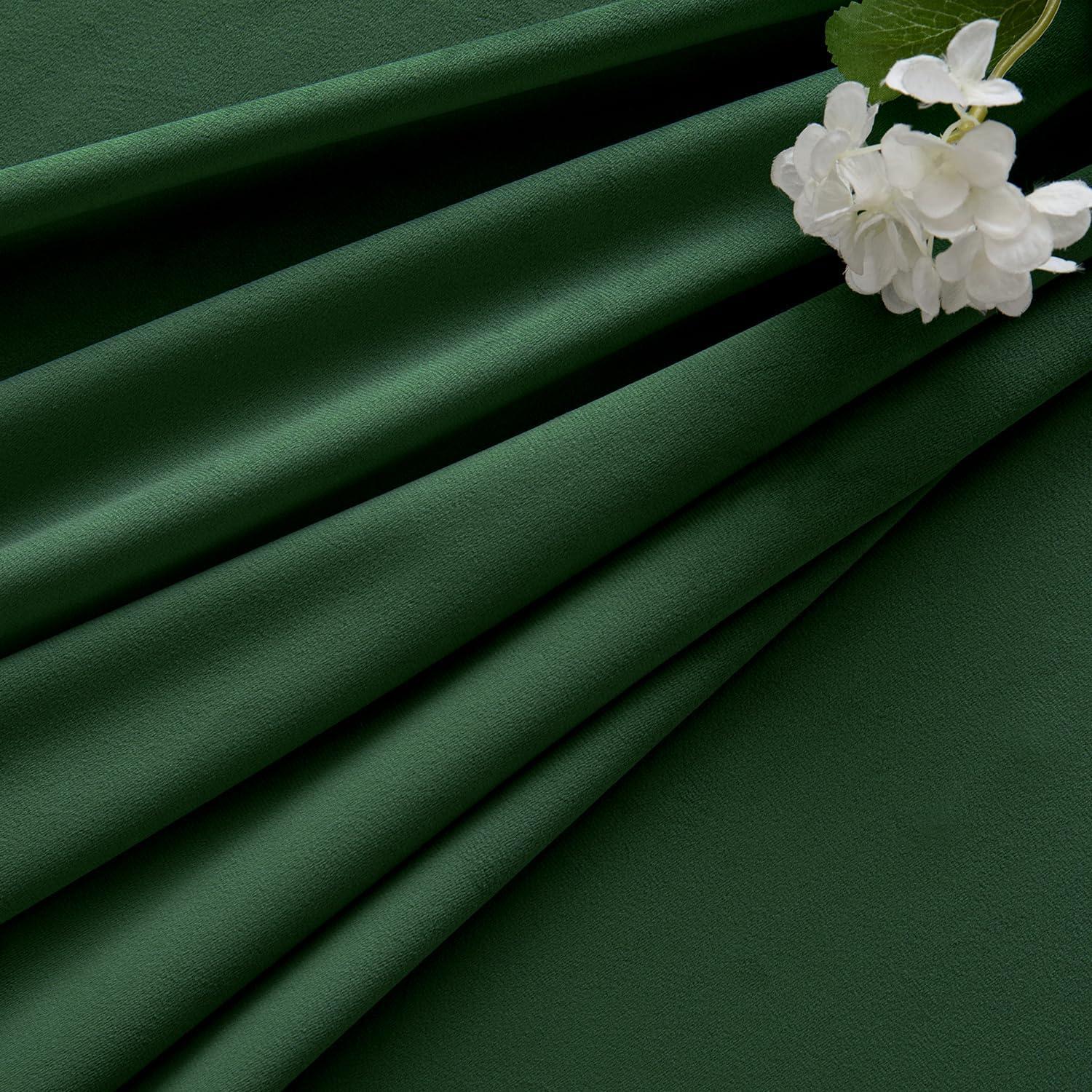 imageMIULEE Christmas Velvet Curtains 96 Inches Long 2 Panels Set for Bedroom Pinch Pleat Back Tab Thermal Insulated Living Room Darkening Drapes Pleated Blackout Floor to Ceiling Curtain with Hooks RedEmerald Green