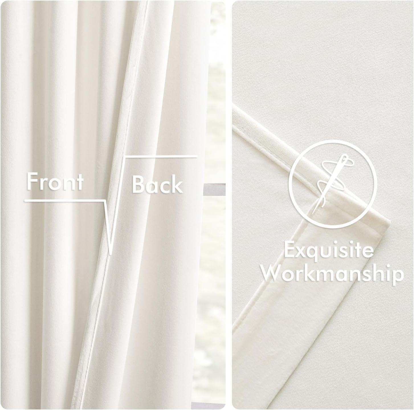 imageMIULEE Christmas Velvet Curtains 96 Inches Long 2 Panels Set for Bedroom Pinch Pleat Back Tab Thermal Insulated Living Room Darkening Drapes Pleated Blackout Floor to Ceiling Curtain with Hooks RedIvory