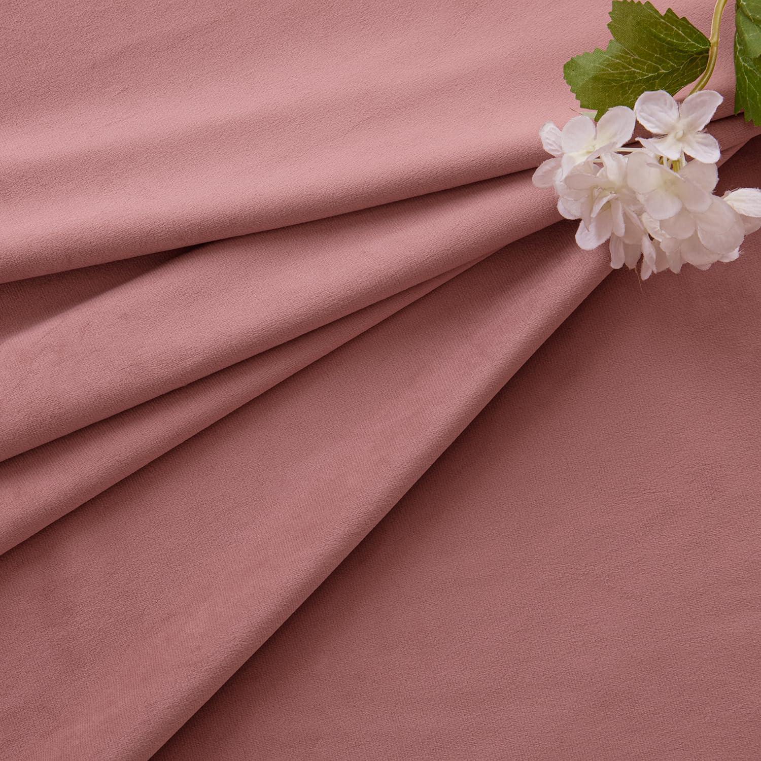 imageMIULEE Christmas Velvet Curtains 96 Inches Long 2 Panels Set for Bedroom Pinch Pleat Back Tab Thermal Insulated Living Room Darkening Drapes Pleated Blackout Floor to Ceiling Curtain with Hooks RedDusty Rose